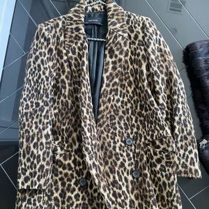 Zara leopard wool pea coat